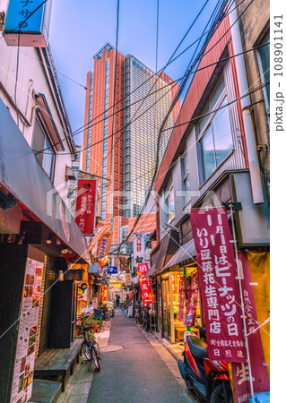 日本の東京都市景観11月。三軒茶屋駅すぐの飲み屋街「三茶3番街」(三軒茶屋三角地帯)などを望む 日本の東京都市景観11月。三軒茶屋駅すぐの飲み屋街「三茶3番街」(三軒茶屋三角地帯)などを望む 108901141