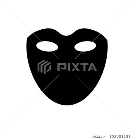 Superhero mask vector black icon. Silhouette hero cartoon character comic face. Flat black superhero 108901181