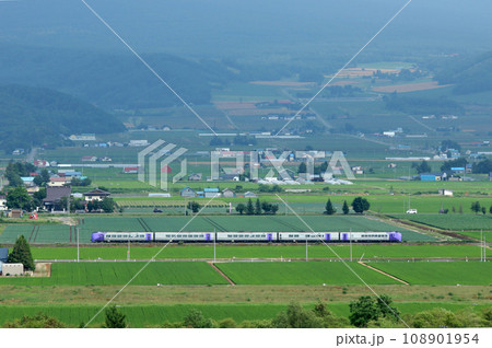 富良野盆地を走るフラノラベンダーエクスプレス キハ261系 ラベンダー編成 富良野盆地を走るフラノラベンダーエクスプレス キハ261系 ラベンダー編成 108901954