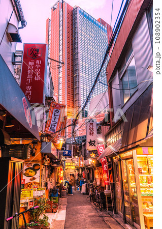 日本の東京都市景観11月。三軒茶屋駅すぐの飲み屋街「三茶3番街」(三軒茶屋三角地帯)などを望む 日本の東京都市景観11月。三軒茶屋駅すぐの飲み屋街「三茶3番街」(三軒茶屋三角地帯)などを望む 108902354