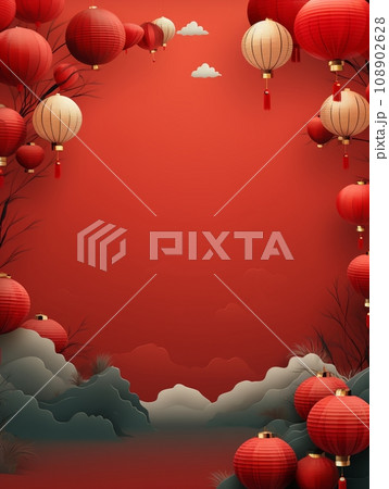 Chinese new year Abstract background, Holiday Celebration events concept, Auspicious pattern, Copy space for text, AI Generative 108902628