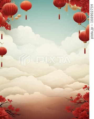 Chinese new year Abstract background, Holiday Celebration events concept, Auspicious pattern, Copy space for text, AI Generative 108902734