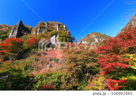 【大分県】紅葉の深耶馬渓(一目八景) 【大分県】紅葉の深耶馬渓(一目八景) 108902865