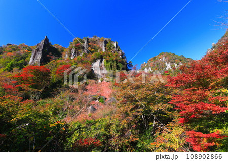 【大分県】紅葉の深耶馬渓(一目八景) 【大分県】紅葉の深耶馬渓(一目八景) 108902866