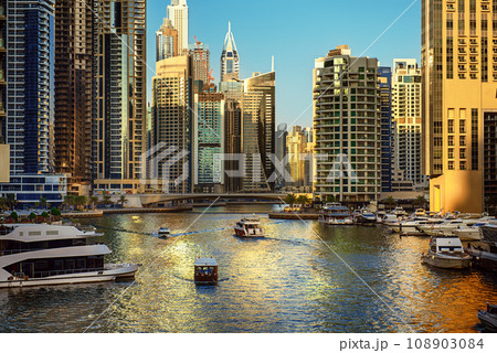 Dubai Marina at sunset 108903084