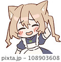 猫耳ツインテールメイドのかわいいスタンプイラスト 108903608