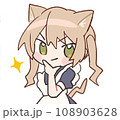 猫耳ツインテールメイドのかわいいスタンプイラスト 108903628