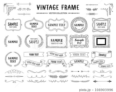 モノクロ線画の装飾とフレームセット 108903996