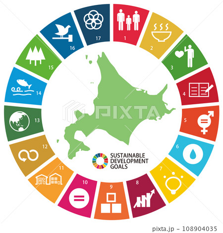 SDGs アイコンと北海道 SDGs アイコンと北海道 108904035