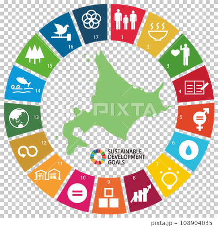 SDGs アイコンと北海道 SDGs アイコンと北海道 108904035