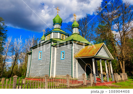 Old wooden church in Open air Museum of Folk Architecture and Folkways of Middle Naddnipryanschina in Pereyaslav, Ukraine Old wooden church in Open air Museum of Folk Architecture and Folkways of Middle Naddnipryanschina in Pereyaslav, Ukraine 108904408