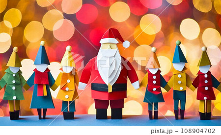 Santa Claus and Children, Christmas tinkering concept, ai generated 108904702
