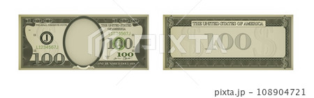 One hundred dollar banknote template. US fake cash One hundred dollar banknote template. US fake cash 108904721