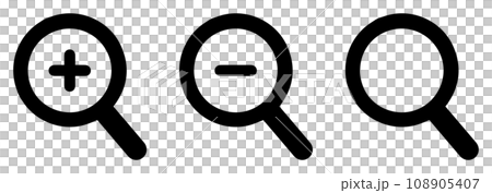 Magnifying glass icon set enlargement and reduction black Magnifying glass icon set enlargement and reduction black 108905407
