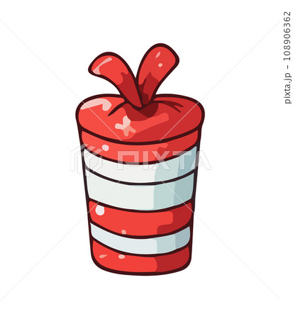Gift vector illustration. Christmas New Year decoration box. Drawn in cartoon watercolor style isolated on a white background. 108906362