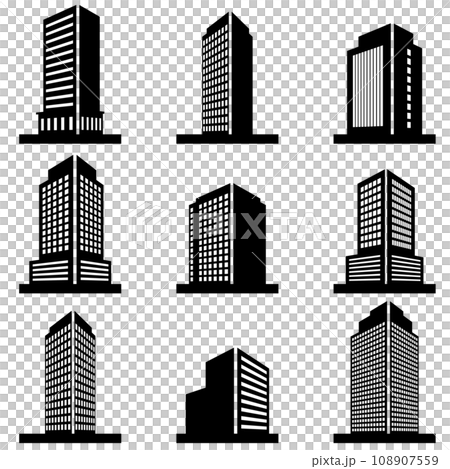いろいろなビルの立体イラストセット いろいろなビルの立体イラストセット 108907559