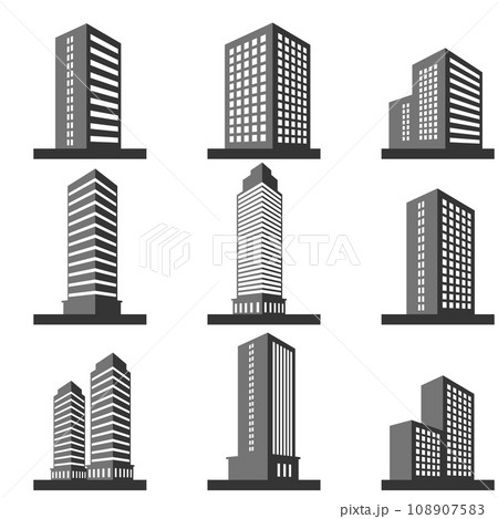いろいろなビルの立体イラストセット いろいろなビルの立体イラストセット 108907583