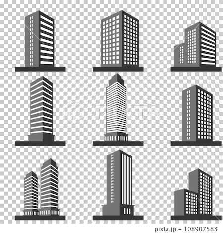 いろいろなビルの立体イラストセット いろいろなビルの立体イラストセット 108907583