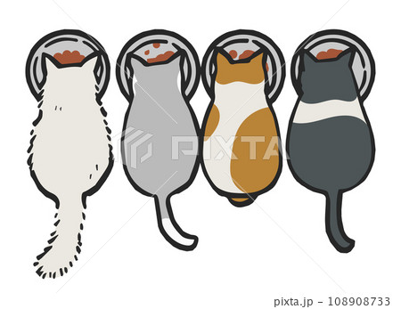 みんなでごはんを食べるねこ 108908733