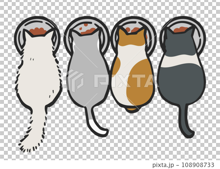 みんなでごはんを食べるねこ 108908733