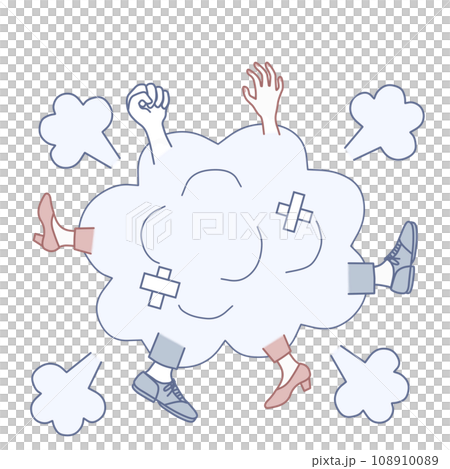 描繪一男一女打架的雙色彩色漫畫插圖。 108910089