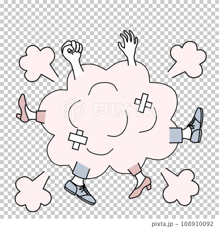 描繪一男一女打架的雙色彩色漫畫插圖。 108910092