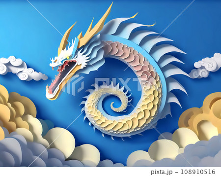 抽象的な龍と空に渦巻く雲【AI生成画像】 108910516