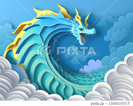 抽象的な龍と空に渦巻く雲【AI生成画像】 抽象的な龍と空に渦巻く雲【AI生成画像】 108910557