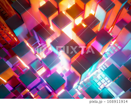 カラフルなキューブが配置された抽象的な背景【AI生成画像】 108911914