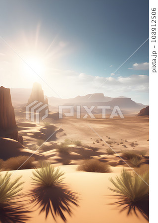 a desert landscape filled with mesas and plateaus on a sunny day 108912506