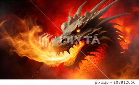 AI生成画像：火を吹くドラゴン 108912656