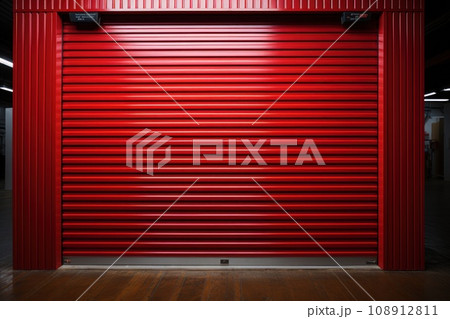 Roller door security door or security shutter with automatic system. Generative AI Roller door security door or security shutter with automatic system. Generative AI 108912811
