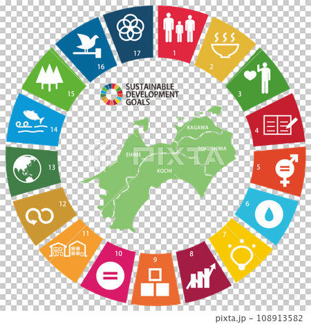 SDGs アイコンと四国 108913582