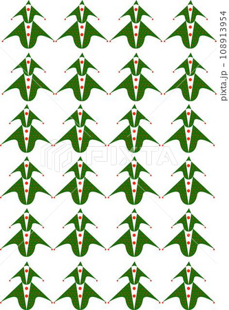 Seamless abstract green Christmas tree decorated with red stars and circles 108913954