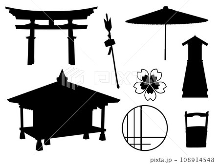 日本のイラストセット シルエット 日本のイラストセット シルエット 108914548