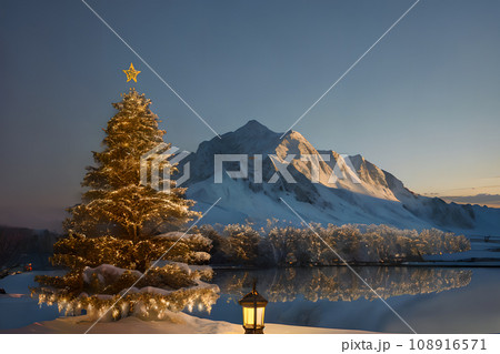 クリスマスツリーと雪の風景　4 108916571