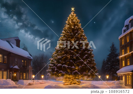 クリスマスツリーと雪の風景 5 クリスマスツリーと雪の風景 5 108916572
