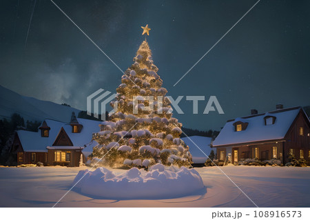 クリスマスツリーと雪の風景 6 クリスマスツリーと雪の風景 6 108916573