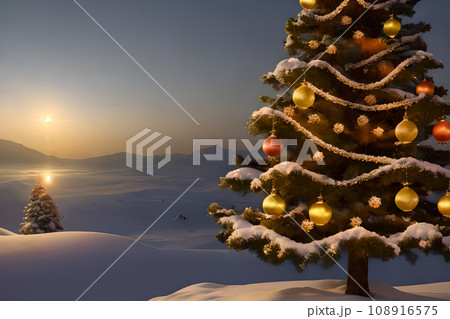 クリスマスツリーと雪の風景 8 クリスマスツリーと雪の風景 8 108916575