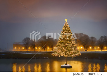 クリスマスツリーと雪の風景 9 クリスマスツリーと雪の風景 9 108916576