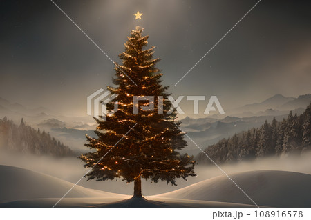クリスマスツリーと雪の風景 11 クリスマスツリーと雪の風景 11 108916578