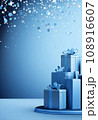 AI-generated content. 3d Empty white podium illustration for showcase products on winter background 108916607
