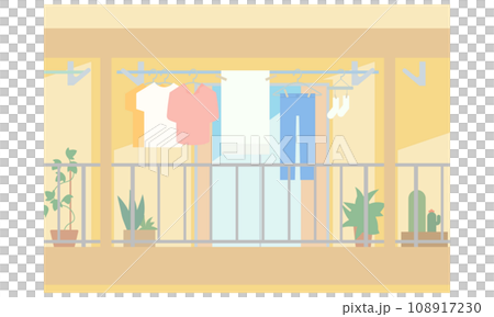 陽台上洗衣的插圖 108917230