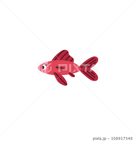 Beautiful pink fish, cute small aquarium or sea fish vector illustration, cartoon aquarium marine fauna, aquatic pet Beautiful pink fish, cute small aquarium or sea fish vector illustration, cartoon aquarium marine fauna, aquatic pet 108917348