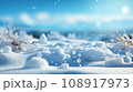 winter snowy icy background with blue sky 108917973