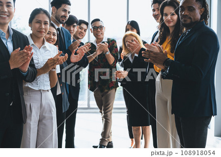 Diverse business people clapping and applause at new manager. Intellectual. Diverse business people clapping and applause at new manager. Intellectual. 108918054