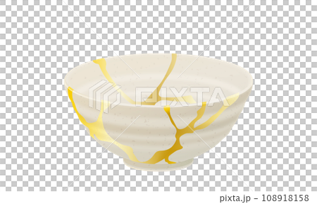 金継ぎのお茶碗のイラスト	 108918158