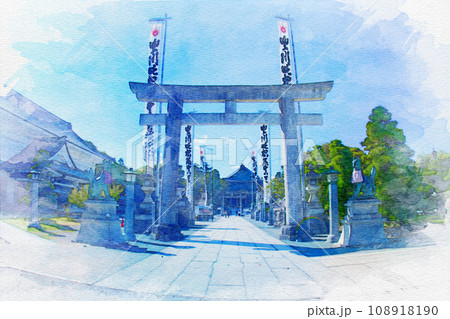 [水彩画]愛知県豊川市の豊川稲荷神社 妙厳寺 108918190
