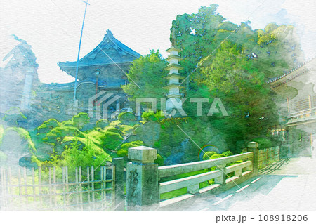 [水彩画]愛知県豊川市の豊川稲荷神社 妙厳寺 108918206
