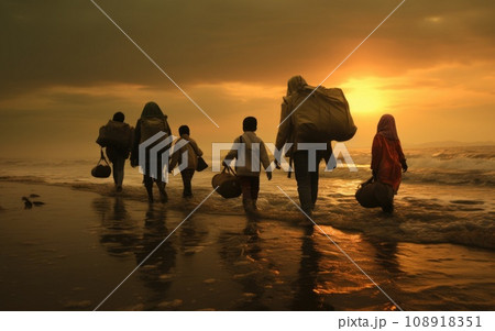 Civilian refugee affected from war and battle has no comeliness 108918351